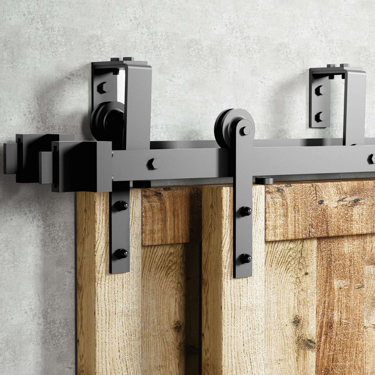 Homacer Double Bypass Barn Door Hardware Kit & Reviews Wayfair